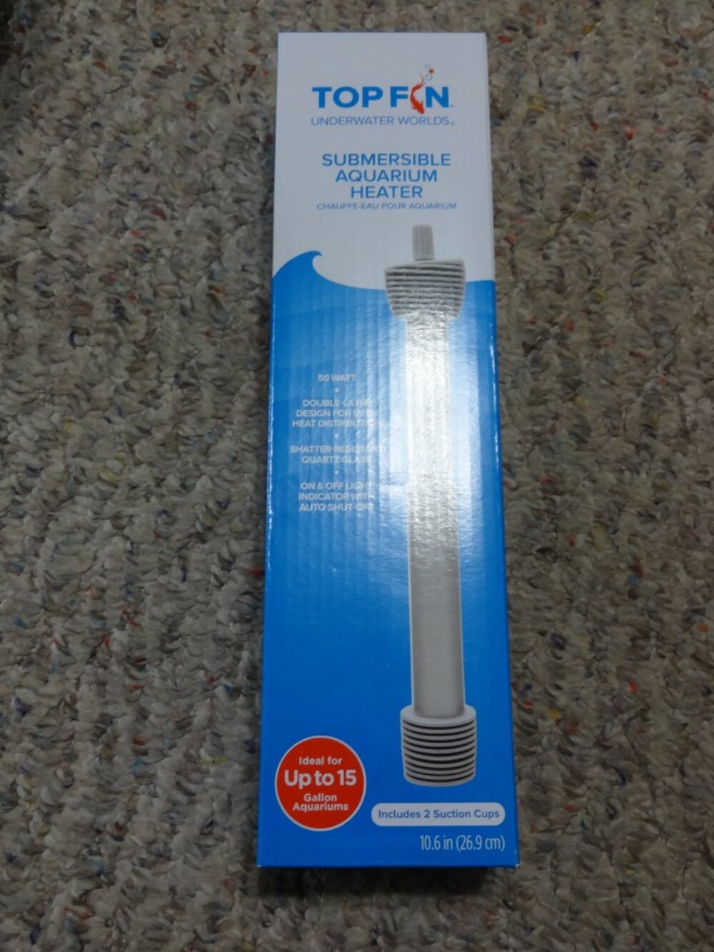 Top Fin H50 Aquarium Heater- 50 Watt 15 Gallon Aquariums 10.6 fish